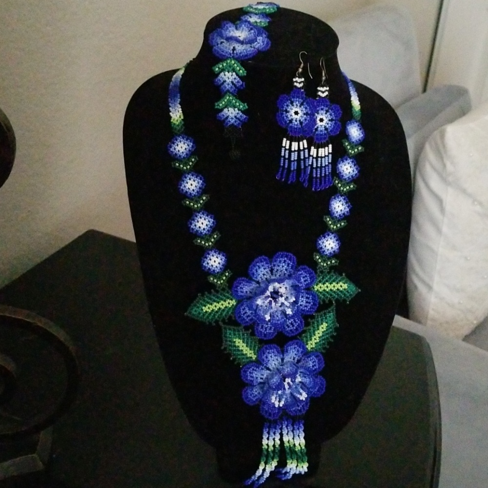 Necklace, bracelet, earrings